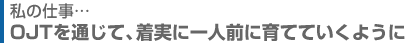 OJTを通じて、着実に一人前に育てていくように